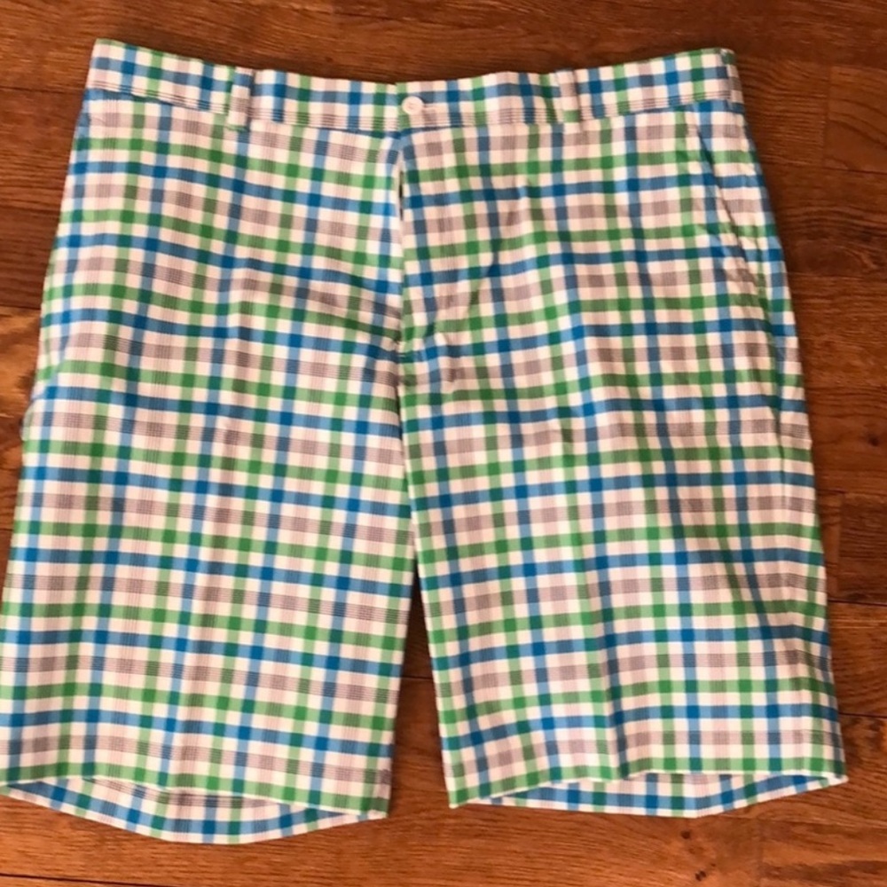 Men's Nike golf Green and Blue Plaid Shorts